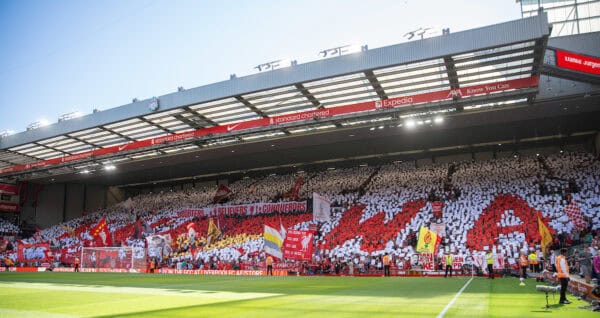 LIVERPOOL, ENGLAND - Saturday, May 18, 2024: Liverpool supporters' mural on the Kop before the FA Premier League match between Liverpool FC and Wolverhampton Wanderers FC at Anfield. (Photo by David Rawcliffe/Propaganda)