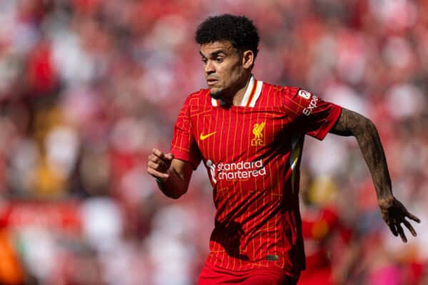 LIVERPOOL, ENGLAND - Saturday, May 18, 2024: Liverpool's Luis Díaz during the FA Premier League match between Liverpool FC and Wolverhampton Wanderers FC at Anfield. (Photo by David Rawcliffe/Propaganda)
