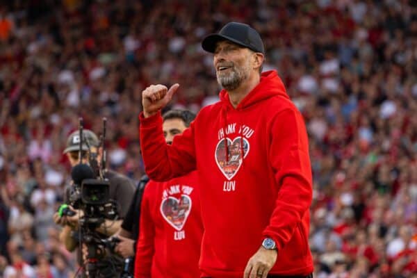 LIVERPOOL, ENGLAND - Saturday, May 18, 2024: Liverpool's manager Jürgen Klopp after the FA Premier League match between Liverpool FC and Wolverhampton Wanderers FC at Anfield. (Photo by David Rawcliffe/Propaganda)