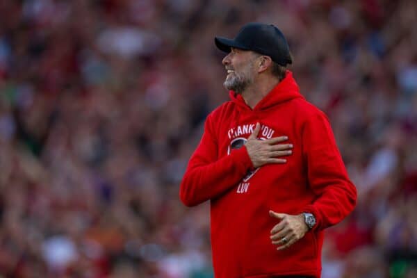 LIVERPOOL, ENGLAND - Saturday, May 18, 2024: Liverpool's manager Jürgen Klopp after the FA Premier League match between Liverpool FC and Wolverhampton Wanderers FC at Anfield. (Photo by David Rawcliffe/Propaganda)