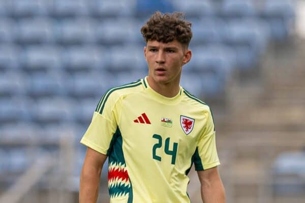 FARO, PORTUGAL - Thursday, June 6, 2024: Wales' Lewis Koumas during an International Friendly match between Gibraltar and Wales at the Estadio Algarve. (Photo by Carlos Rodrigues/Propaganda)