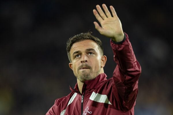 COLOGNE, GERMANY - Wednesday, June 19, 2024: Switzerland's goal-scorer Xherdan Shaqiri waves to the crowd after the UEFA Euro 2024 Group A match between Scotland and Switzerland at the Müngersdorfer Stadium. The game finished in a 1-1 draw. (Photo by David Rawcliffe/Propaganda)