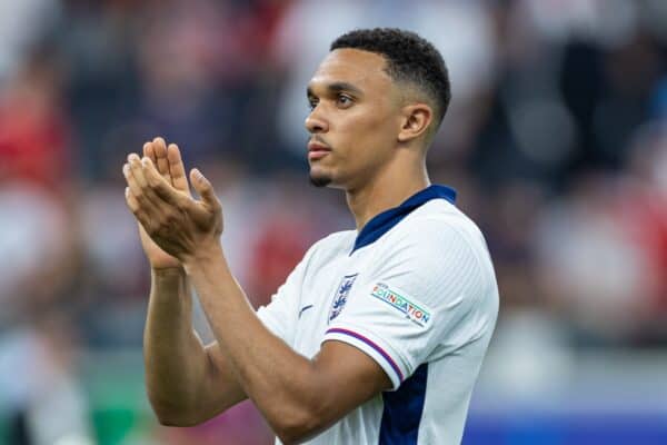 FRANKFURT, GERMANY - Thursday, June 20, 2024: England's Trent Alexander-Arnold after the UEFA Euro 2024 Group C match between Denmark and England at the Waldstadion. The game ended in a 1-1 draw. (Photo by David Rawcliffe/Propaganda)
