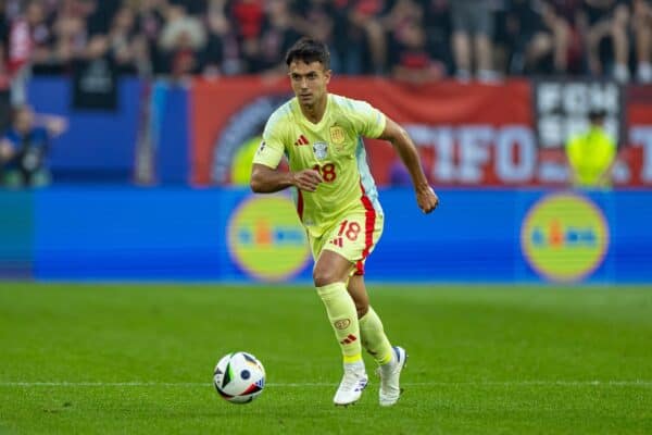 DÜSSELDORF, GERMANY - Monday, June 24, 2024: Spain's Martín Zubimendi during the UEFA Euro 2024 Group B match between Albania and Spain at the Düsseldorf Arena. (Photo by David Rawcliffe/Propaganda)