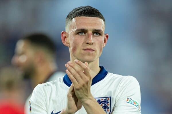COLOGNE, GERMANY - Tuesday, June 25, 2024: England's Phil Foden after the UEFA Euro 2024 Group C match between England and Slovenia at the Müngersdorfer Stadium. The game finished in a goal-less draw. (Photo by David Rawcliffe/Propaganda)