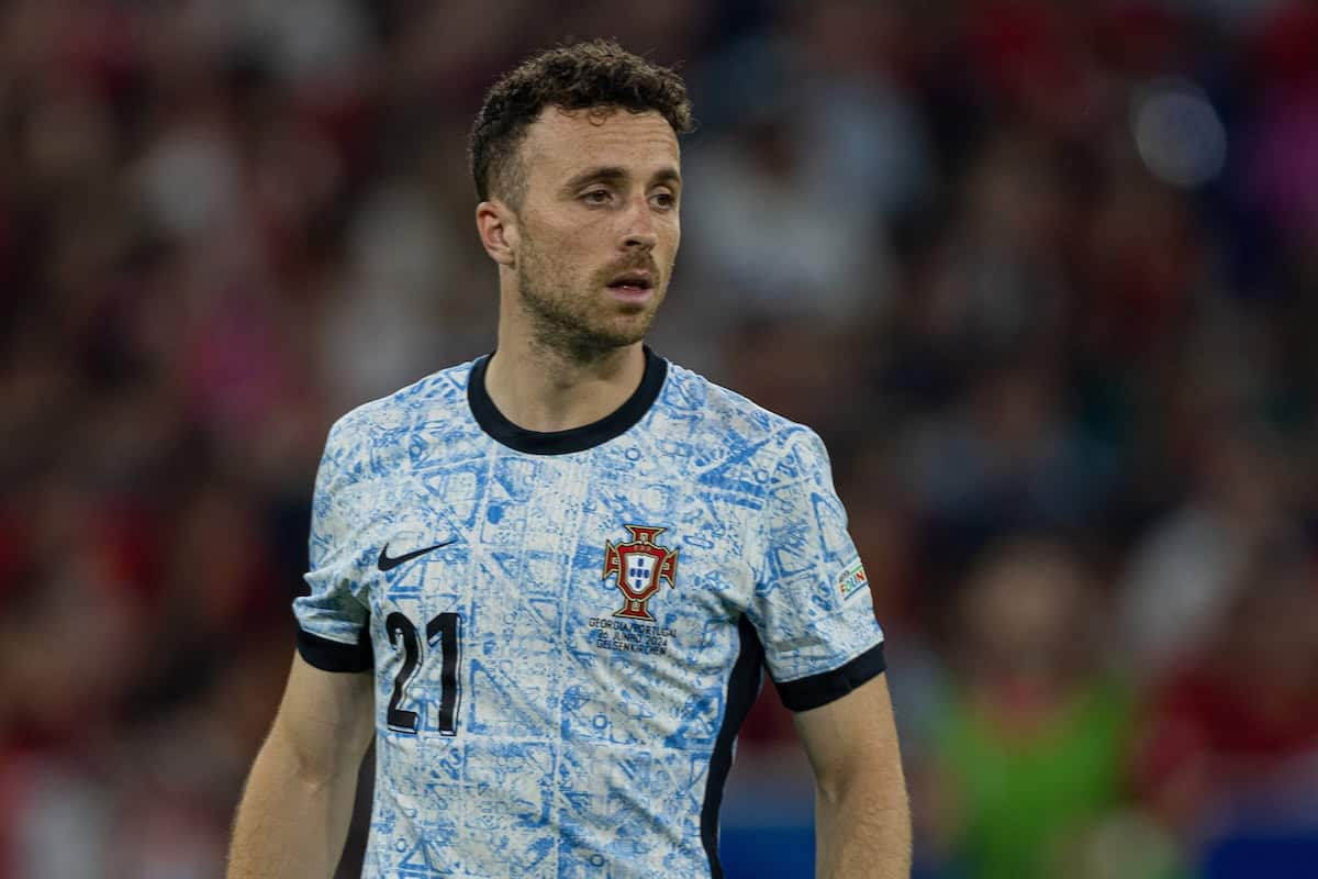 GELSENKIRCHEN, GERMANY - Wednesday, June 26, 2024: Portugal's Diogo Jota during the UEFA Euro 2024 Group F match between Georgia and Portugal at the Arena AufSchalke. (Photo by David Rawcliffe/Propaganda)