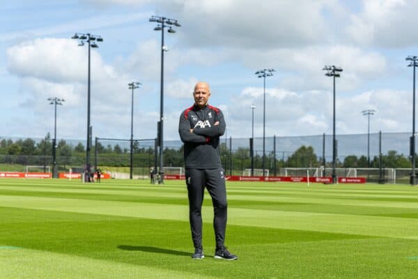 KIRKBY, ENGLAND - Friday, July 5, 2024: Liverpool's new head coach Arne Slott is presented at a photo call at the club's AXA Training Centre. (Photo by David Rawcliffe/Propaganda)