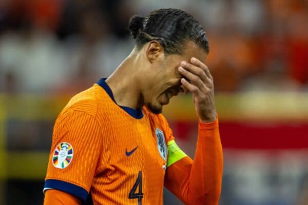 DORTMUND, GERMANY - Wednesday, July 10, 2024: Netherlands' captain Virgil van Dijk, with a bleeding cut above his left eye, during the UEFA Euro 2024 Semi-Final match between Netherlands and England at the Westfalenstadion. (Photo by David Rawcliffe/Propaganda)
