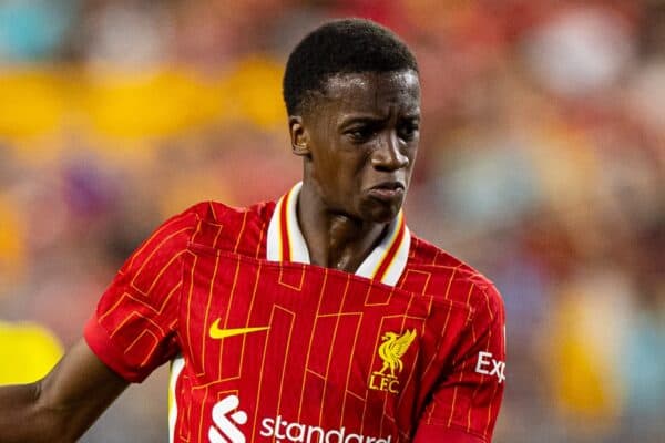PITTSBURGH - Friday, July 26, 2024: Liverpool's Trey Nyoni during a pre-season friendly match between Liverpool and Real Betis Balompié at the Acrisure Stadium on day three of the club's pre-season tour of the USA. (Photo by David Rawcliffe/Propaganda)