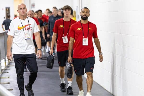 PITTSBURGH - Friday, July 26, 2024: Liverpool's Mohamed Salah arrives before a pre-season friendly match between Liverpool and Real Betis Balompié at the Acrisure Stadium on day three of the club's pre-season tour of the USA. (Photo by David Rawcliffe/Propaganda)