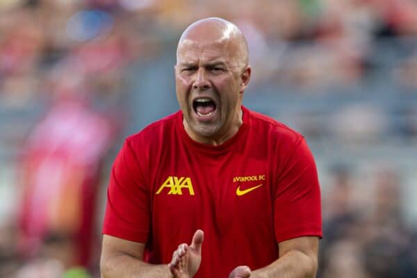 PITTSBURGH - Friday, July 26, 2024: Liverpool's head coach Arne Slot during a pre-season friendly match between Liverpool and Real Betis Balompié at the Acrisure Stadium on day three of the club's pre-season tour of the USA. (Photo by David Rawcliffe/Propaganda)