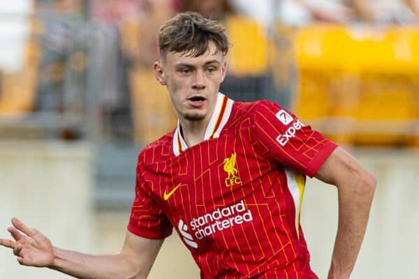 PITTSBURGH - Friday, July 26, 2024: Liverpool's Conor Bradley during a pre-season friendly match between Liverpool and Real Betis Balompié at the Acrisure Stadium on day three of the club's pre-season tour of the USA. (Photo by David Rawcliffe/Propaganda)