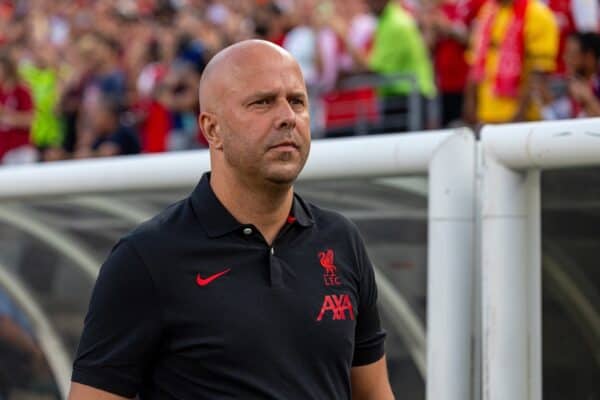 PHILADELPHIA - Wednesday, July 31, 2024: Liverpool's head coach Arne Slot before a pre-season friendly match between Liverpool FC and Arsenal FC at the Lincoln Financial Field on day eight of the club's pre-season tour of the USA. (Photo by David Rawcliffe/Propaganda)