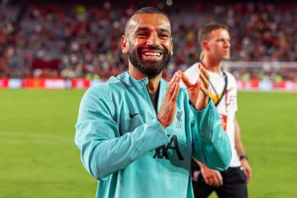 COLUMBIA - Saturday, August 3, 2024: Liverpool's Mohamed Salah after a pre-season friendly match between Liverpool FC and Manchester United FC at the Williams-Brice Stadium on day eleven of the club's pre-season tour of the USA. (Photo by David Rawcliffe/Propaganda)