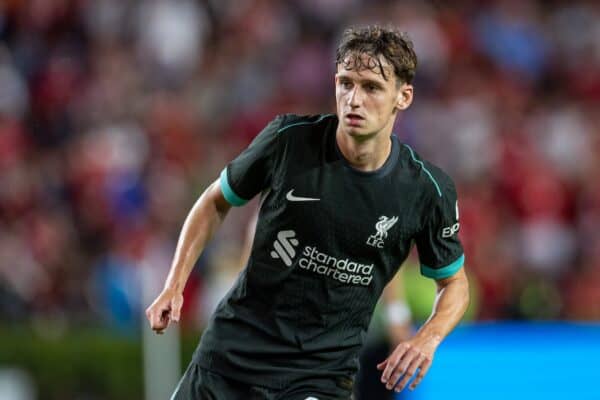 COLUMBIA - Saturday, August 3, 2024: Liverpool's Tyler Morton during a pre-season friendly match between Liverpool FC and Manchester United FC at the Williams-Brice Stadium on day eleven of the club's pre-season tour of the USA. (Photo by David Rawcliffe/Propaganda)