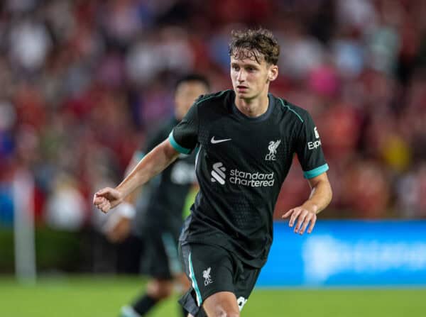 COLUMBIA - Saturday, August 3, 2024: Liverpool's Tyler Morton during a pre-season friendly match between Liverpool FC and Manchester United FC at the Williams-Brice Stadium on day eleven of the club's pre-season tour of the USA. (Photo by David Rawcliffe/Propaganda)