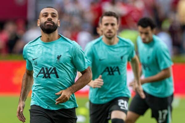 COLUMBIA – Samstag, 3. August 2024: Liverpools Mohamed Salah beim Aufwärmen vor einem Freundschaftsspiel zwischen Liverpool FC und Manchester United FC im Williams-Brice-Stadion am elften Tag der Saisonvorbereitungstour des Vereins durch die USA. (Foto von David Rawcliffe/Propaganda)
