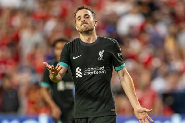 COLUMBIA - Saturday, August 3, 2024: Liverpool's Diogo Jota during a pre-season friendly match between Liverpool FC and Manchester United FC at the Williams-Brice Stadium on day eleven of the club's pre-season tour of the USA. (Photo by David Rawcliffe/Propaganda)