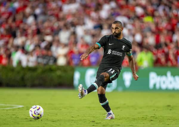 COLUMBIA - Saturday, August 3, 2024: Liverpool's Mohamed Salah during a pre-season friendly match between Liverpool FC and Manchester United FC at the Williams-Brice Stadium on day eleven of the club's pre-season tour of the USA. (Photo by David Rawcliffe/Propaganda)