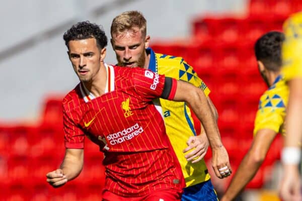 LIVERPOOL, ENGLAND - Sunday, August 11, 2024: Liverpool's Curtis Jones during a behind closed doors pre-season friendly match between Liverpool FC and Unión Deportiva Las Palmas FC at Anfield. (Photo by David Rawcliffe/Propaganda)