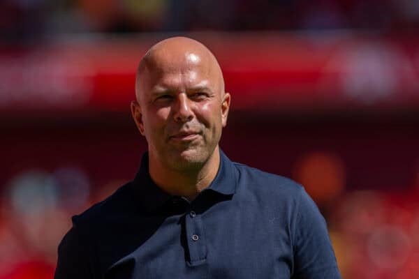 LIVERPOOL, ENGLAND - Sunday, August 11, 2024: Liverpool's new head coach Arne Slot before a pre-season friendly match between Liverpool FC and Sevilla FC at Anfield. (Photo by David Rawcliffe/Propaganda)