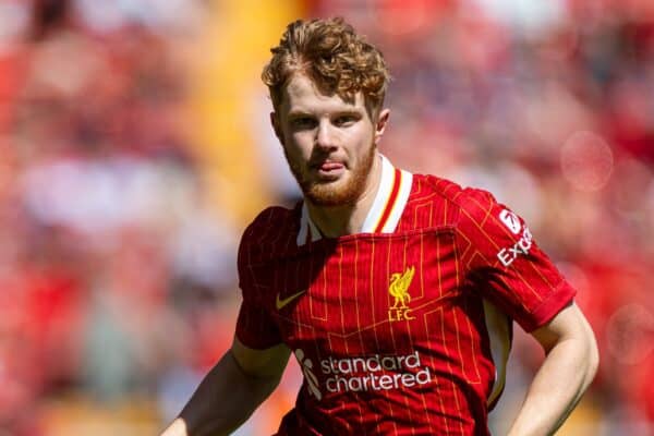 LIVERPOOL, ENGLAND - Sunday, August 11, 2024: Liverpool's Luca Stephenson during a pre-season friendly match between Liverpool FC and Sevilla FC at Anfield. (Photo by David Rawcliffe/Propaganda)