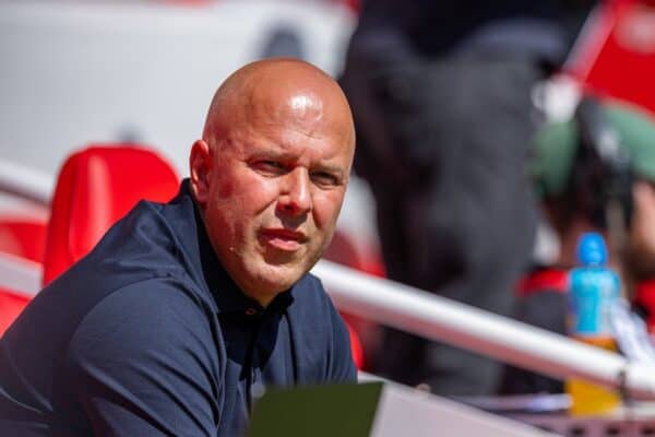 LIVERPOOL, ENGLAND - Sunday, August 11, 2024: Liverpool's new head coach Arne Slot before a pre-season friendly match between Liverpool FC and Sevilla FC at Anfield. (Photo by David Rawcliffe/Propaganda)