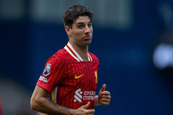 IPSWICH, ENGLAND - Saturday, August 17, 2024: Liverpool's Dominik Szoboszlai during the FA Premier League match between Ipswich Town FC and Liverpool FC at Portman Road. (Photo by David Rawcliffe/Propaganda)