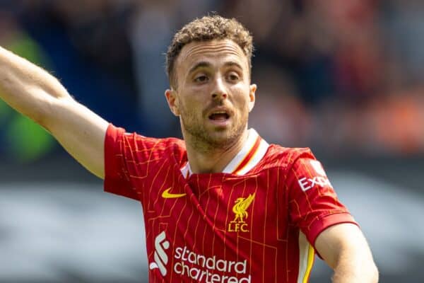 IPSWICH, ENGLAND - Saturday, August 17, 2024: Liverpool's Diogo Jota during the FA Premier League match between Ipswich Town FC and Liverpool FC at Portman Road. (Photo by David Rawcliffe/Propaganda)