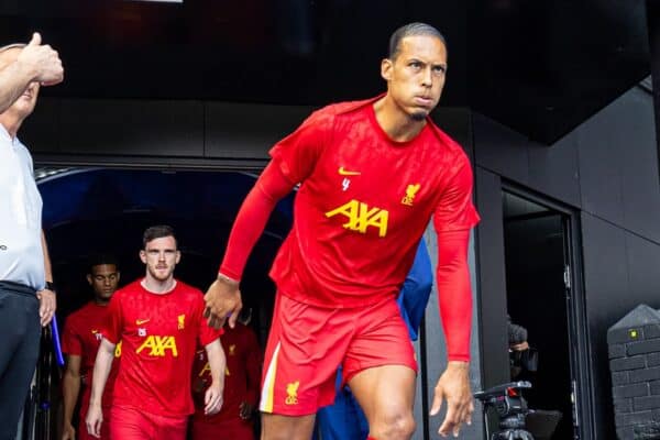 IPSWICH, ENGLAND - Saturday, August 17, 2024: Liverpool's captain Virgil van Dijk during the pre-match warm-up before the FA Premier League match between Ipswich Town FC and Liverpool FC at Portman Road. (Photo by David Rawcliffe/Propaganda)