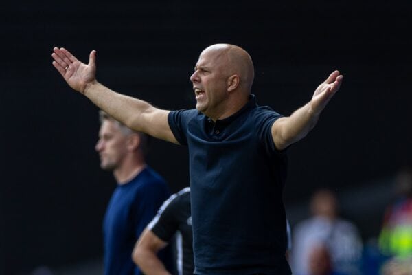 IPSWICH, ENGLAND - Saturday, August 17, 2024: Liverpool's head coach Arne Slot during the FA Premier League match between Ipswich Town FC and Liverpool FC at Portman Road. (Photo by David Rawcliffe/Propaganda)