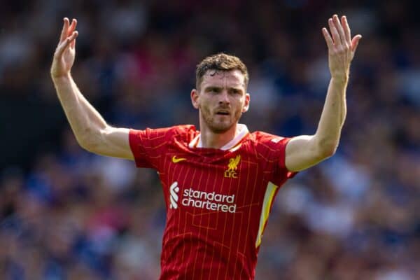 IPSWICH, ENGLAND - Saturday, August 17, 2024: Liverpool's Andy Robertson during the FA Premier League match between Ipswich Town FC and Liverpool FC at Portman Road. (Photo by David Rawcliffe/Propaganda)