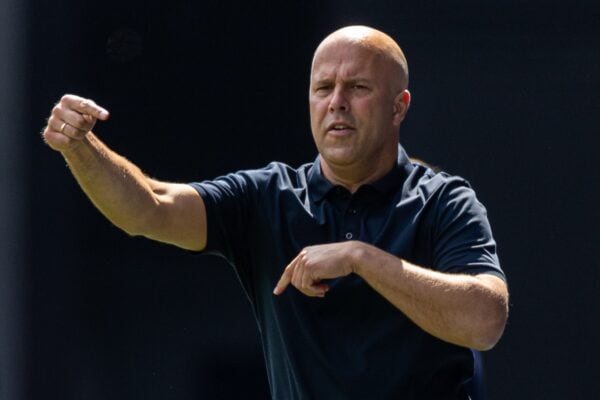IPSWICH, ENGLAND - Saturday, August 17, 2024: Liverpool's head coach Arne Slot during the FA Premier League match between Ipswich Town FC and Liverpool FC at Portman Road. (Photo by David Rawcliffe/Propaganda)