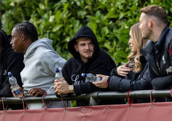 KIRKBY, ENGLAND - Saturday, August 24, 2024: Liverpool's Harvey Elliott watches on during the Premier League 2 Division 1 match between Liverpool FC Under-21's and Leicester City FC Under-21's at the Liverpool Academy. (Photo by David Rawcliffe/Propaganda)
