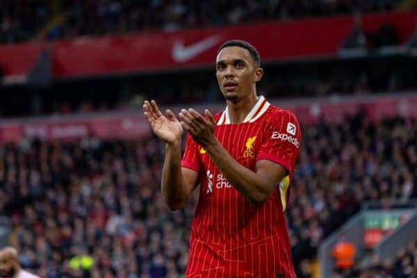 LIVERPOOL, ENGLAND - Sunday, August 25, 2024: Liverpool's Trent Alexander-Arnold during the FA Premier League match between Liverpool FC and Brentford FC at Anfield. (Photo by David Rawcliffe/Propaganda)