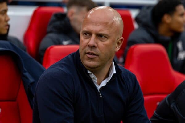 LIVERPOOL, ENGLAND - Sunday, August 25, 2024: Liverpool's head coach Arne Slot during the FA Premier League match between Liverpool FC and Brentford FC at Anfield. (Photo by David Rawcliffe/Propaganda)