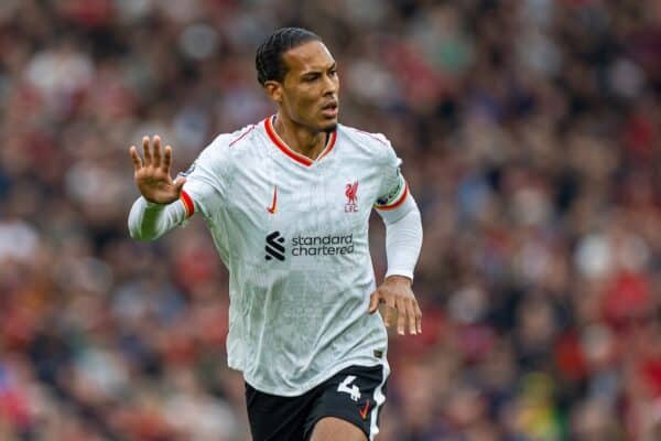 MANCHESTER, ENGLAND - Sunday, September 1, 2024: Liverpool's captain Virgil van Dijk during the FA Premier League match between Manchester United FC and Liverpool FC at Old Trafford. (Photo by David Rawcliffe/Propaganda)