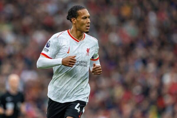 MANCHESTER, ENGLAND - Sunday, September 1, 2024: Liverpool's captain Virgil van Dijk during the FA Premier League match between Manchester United FC and Liverpool FC at Old Trafford. (Photo by David Rawcliffe/Propaganda)