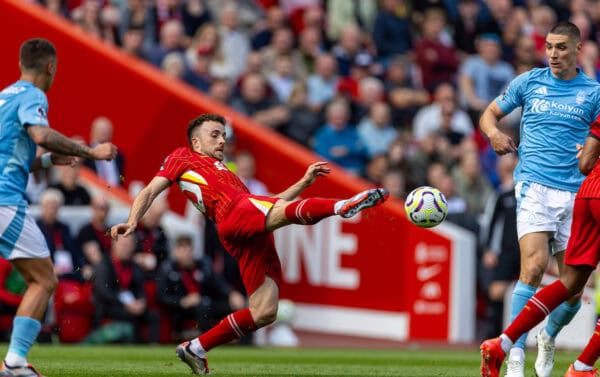 LIVERPOOL, ENGLAND - Saturday, September 14, 2024: Liverpool's Diogo Jota during the FA Premier League match between Liverpool FC and Nottingham Forest FC at Anfield. (Photo by David Rawcliffe/Propaganda)