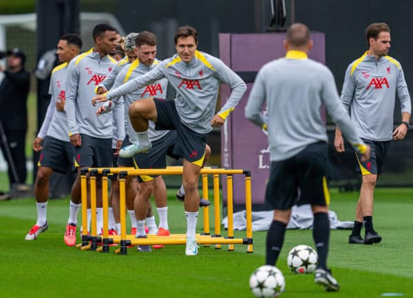 LIVERPOOL, ENGLAND - Monday, September 16, 2024: Liverpool's new signing Federico Chiesa during a training session at the AXA Training Centre ahead of the UEFA Champions League match between AC Milan and Liverpool FC. (Photo by Jon Super/Propaganda)