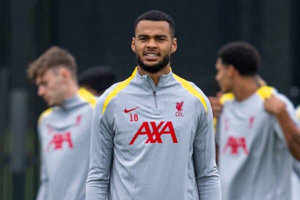 LIVERPOOL, ENGLAND - Monday, September 16, 2024: Liverpool's Cody Gakpo during a training session at the AXA Training Centre ahead of the UEFA Champions League match between AC Milan and Liverpool FC. (Photo by Jon Super/Propaganda)