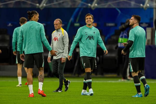 MILAN, ITALY - Tuesday, September 17, 2024: Liverpool's Federico Chiesa during the pre-match warm-up before the UEFA Champions League game between AC Milan and Liverpool FC at the Stadio San Siro. (Pic by David Rawcliffe/Propaganda)