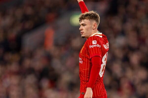 LIVERPOOL, ENGLAND - Wednesday, September 25, 2024: Liverpool's Conor Bradley during the Football League Cup 3rd Round match between Liverpool FC and West Ham United FC at Anfield. (Photo by Ryan Brown/Propaganda)