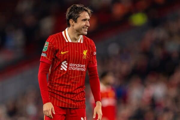 LIVERPOOL, ENGLAND - Wednesday, September 25, 2024: Liverpool's Federico Chiesa during the Football League Cup 3rd Round match between Liverpool FC and West Ham United FC at Anfield. (Photo by Ryan Brown/Propaganda)