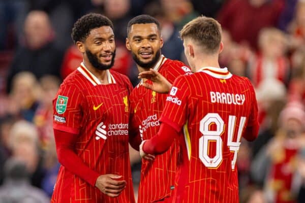 LIVERPOOL, ENGLAND - Wednesday, September 25, 2024: Liverpool's xxxx during the Football League Cup 3rd Round match between Liverpool FC and West Ham United FC at Anfield. (Photo by Ryan Brown/Propaganda)