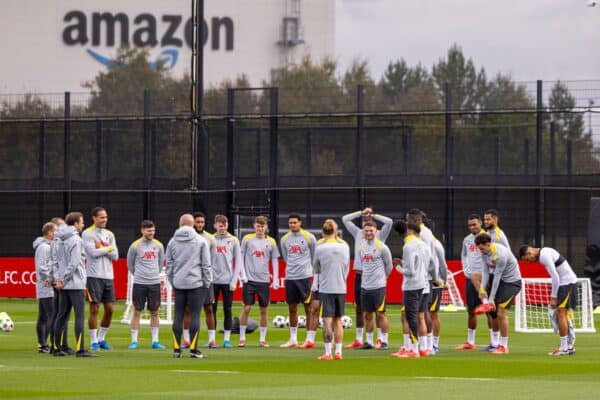 LIVERPOOL, ENGLAND - Tuesday, October 1, 2024: Liverpool players during a training session at the AXA Training Centre ahead of the UEFA Champions League match between Liverpool FC and Bologna FC. (Photo by David Rawcliffe/Propaganda)