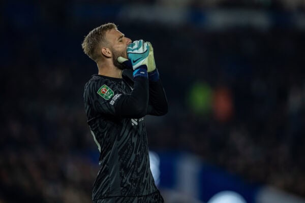 BRIGHTON & HOVE, ENGLAND - Wednesday, October 30, 2024: Liverpool's goalkeeper Vitezslav Jaros during the Football League Cup 4th Round match between Brighton & Hove Albion FC and Liverpool FC at the AMEX Community Stadium. (Photo by David Rawcliffe/Propaganda)