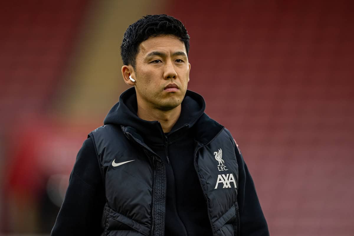 SOUTHAMPTON, ENGLAND - Sunday, November 24, 2024: Liverpool's Wataru Endo before the FA Premier League match between Southampton FC and Liverpool FC at St Mary's Stadium. (Photo by David Rawcliffe/Propaganda)