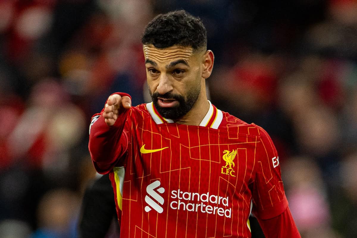 LIVERPOOL, ENGLAND - Wednesday, November 27, 2024: Liverpool's Mohamed Salah during the UEFA Champions League game between Liverpool FC and Real Madrid CF at Anfield. (Photo by David Rawcliffe/Propaganda)