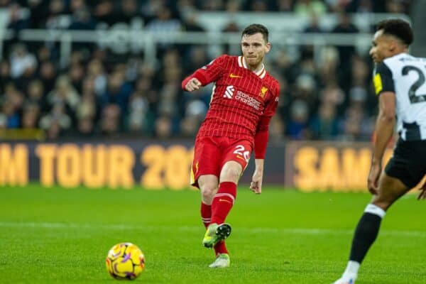 NEWCASTLE-UPON-TYNE, ENGLAND - Wednesday, December 4, 2024: Liverpool's Andy Robertson during the FA Premier League match between Newcastle United FC and Liverpool FC at St James' Park. (Photo by David Rawcliffe/Propaganda)
